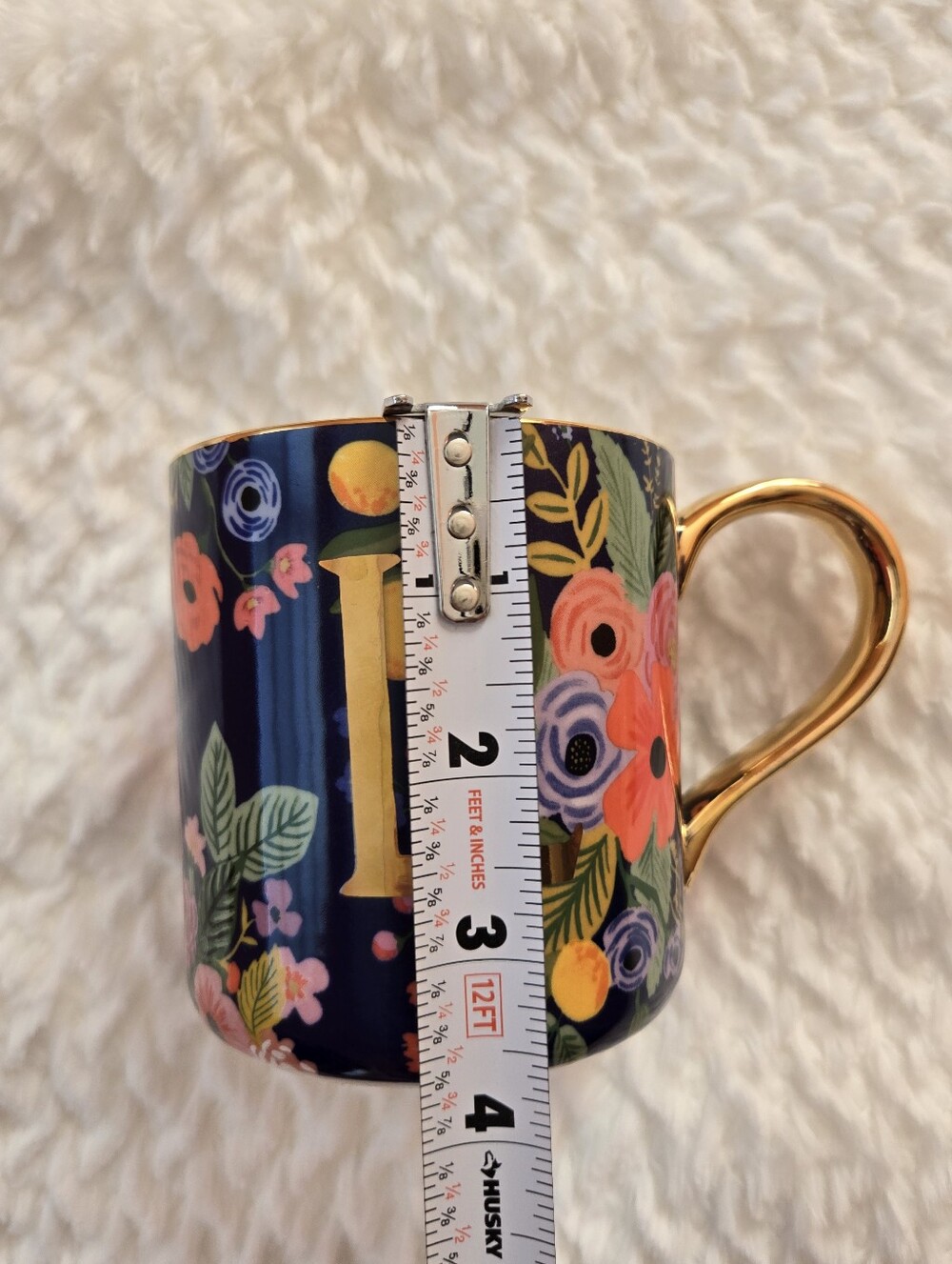 Floral Navy L Mug with Gold Handle, Rifle Paper Co For Anthropologie - Picture 5 of 6